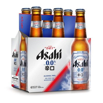 Asahi Dry 0% 6pk bottles