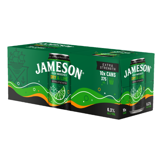 Jameson Dry Lime Zero Sugar Extra Strength 10pk cans