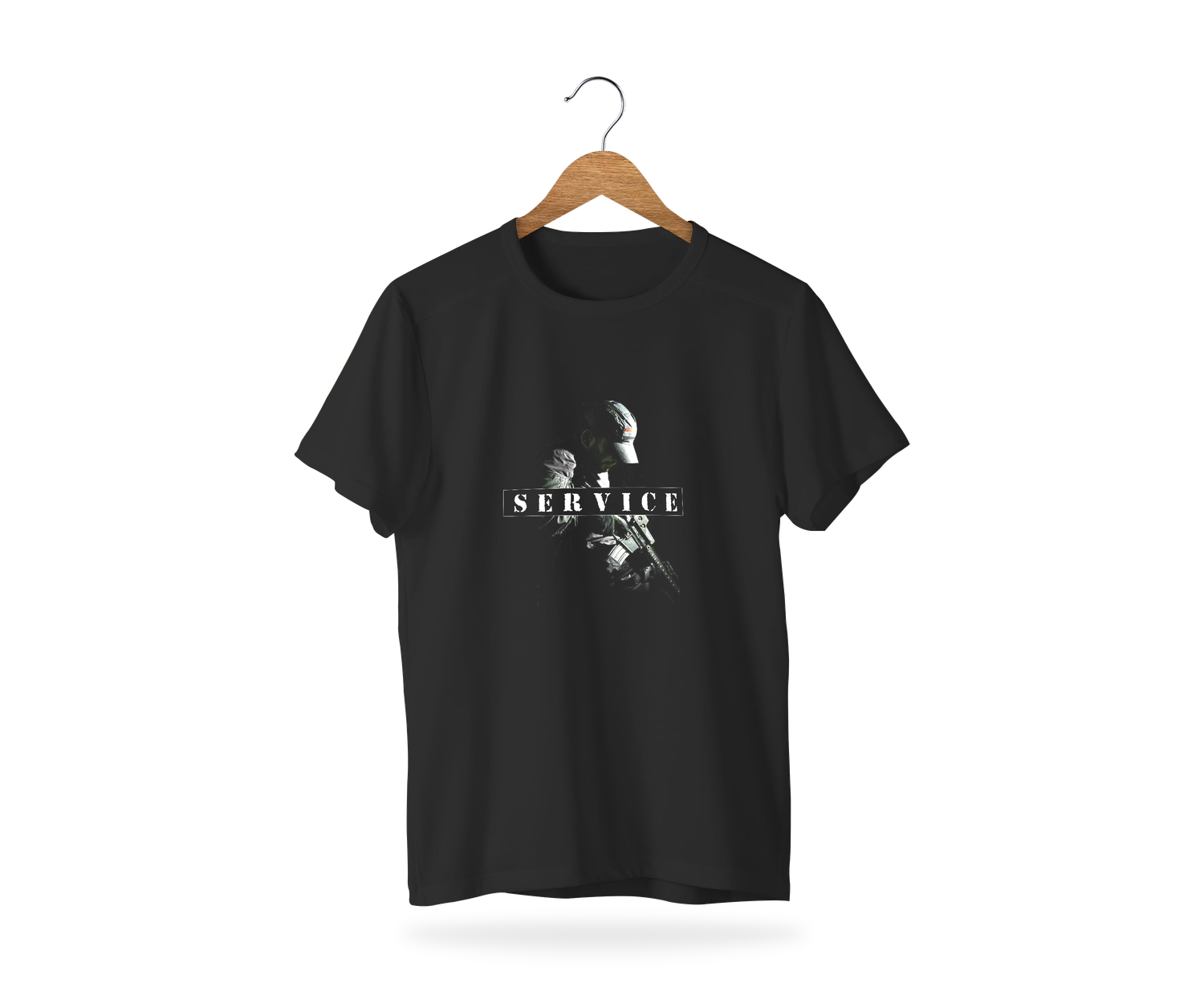 Service Black T-Shirt, Size: S, Colour: Black