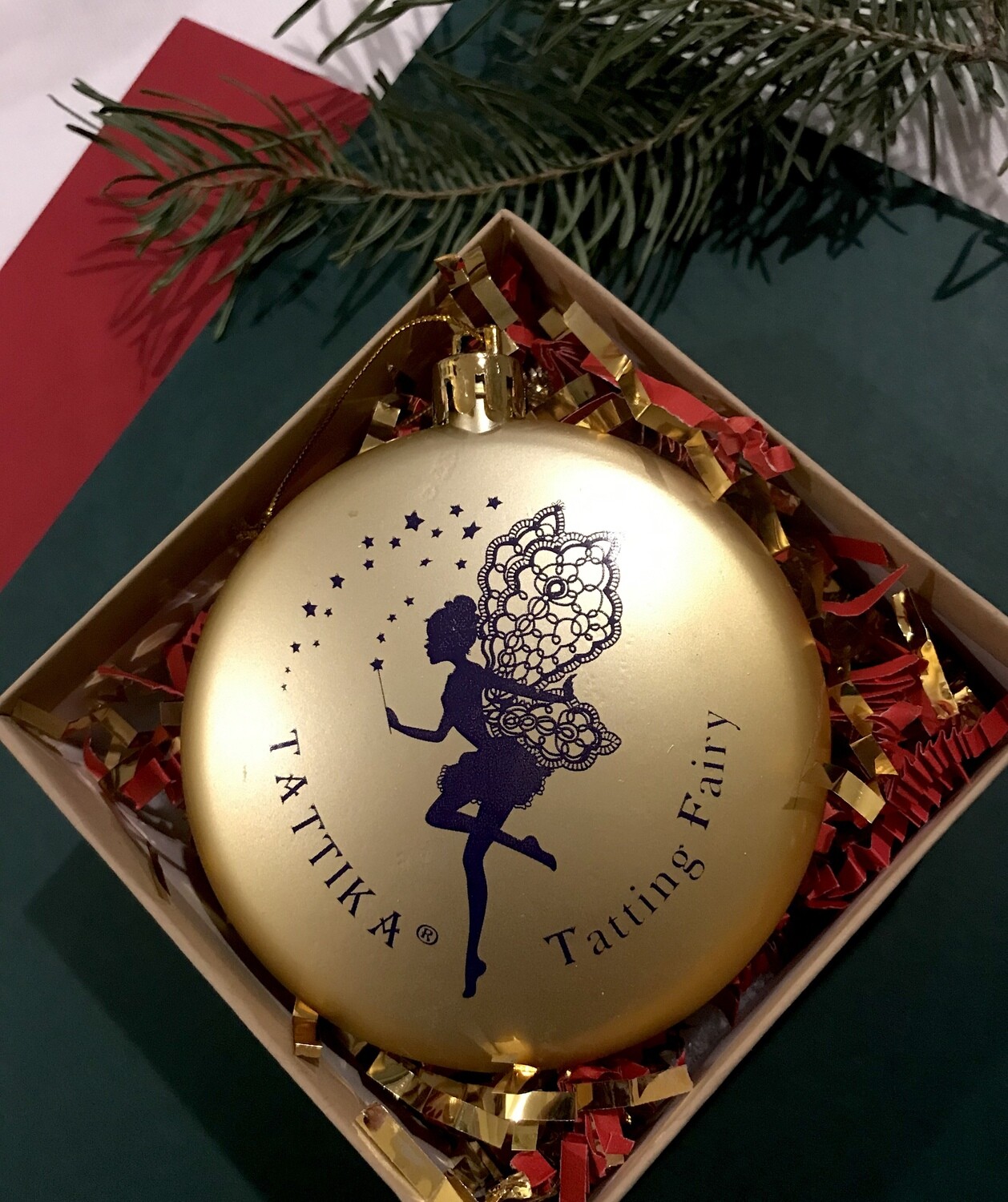 TATTIKA® ornament, Gold with purple print