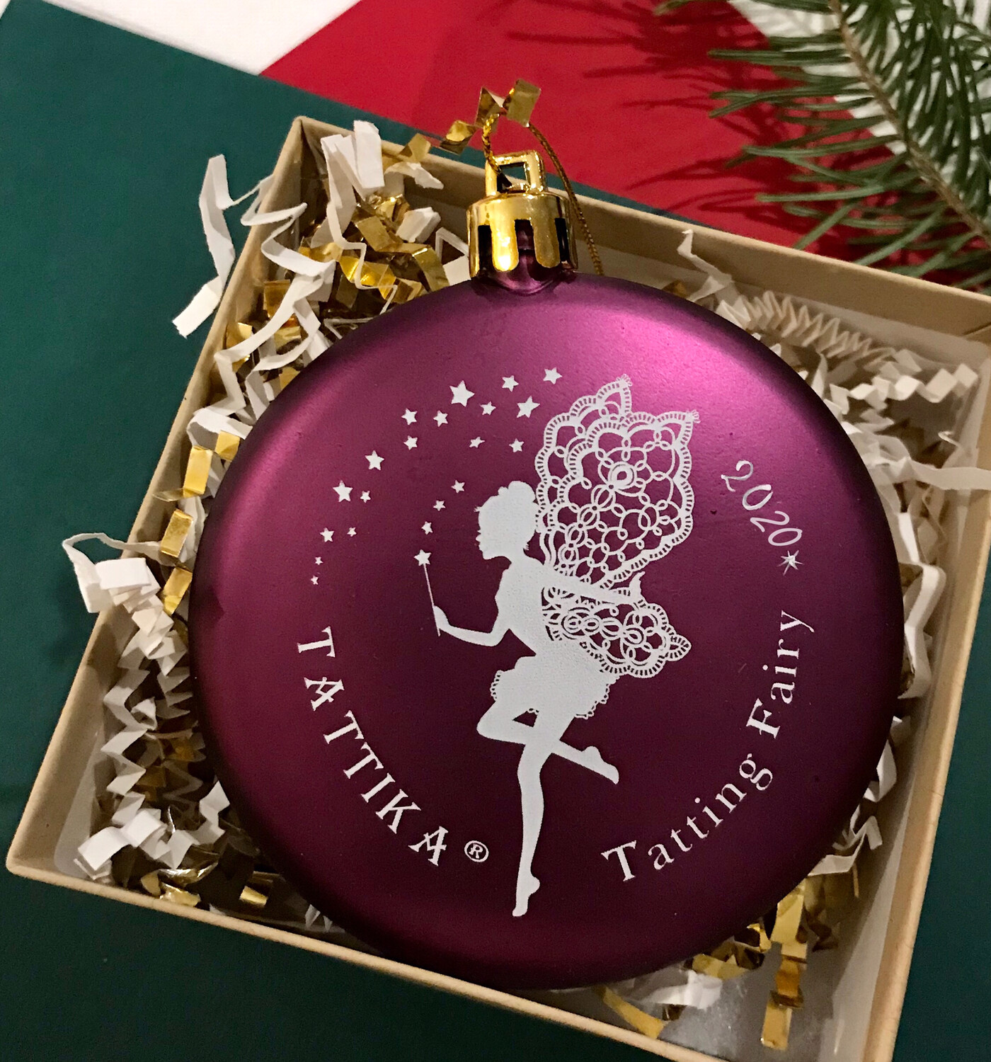TATTIKA® ornament, Purple with white print
