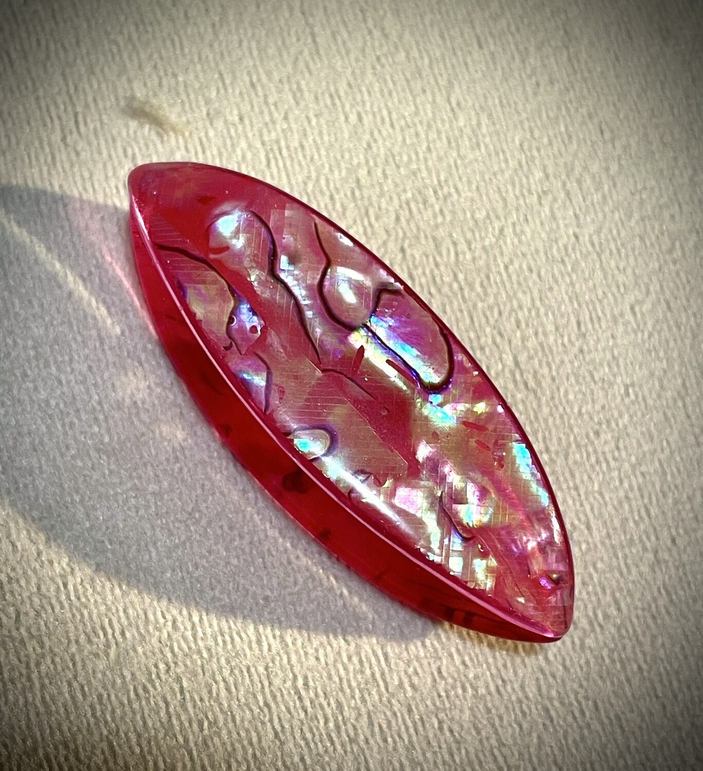 Acrylic Tatting Shuttle, Natural Coral-Gold   Abalone