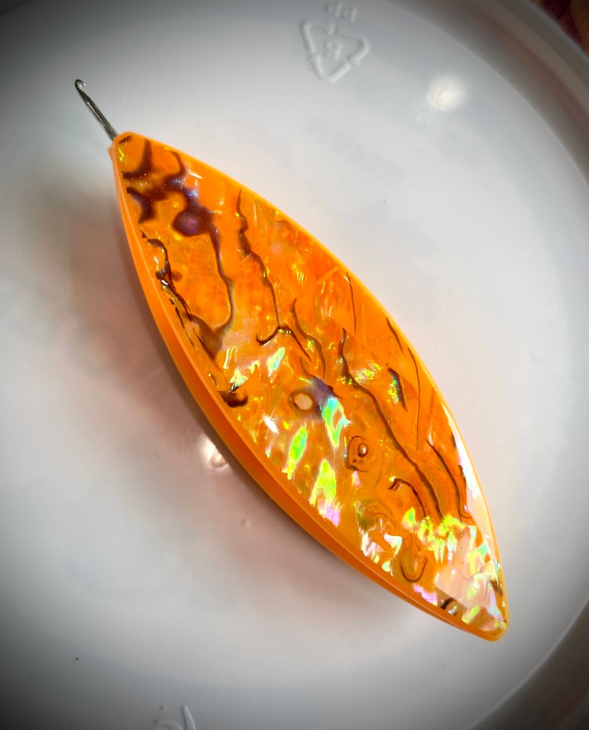 Moonlit Shuttle decorated on both sides, Natural shell veneer, Juicy Mango