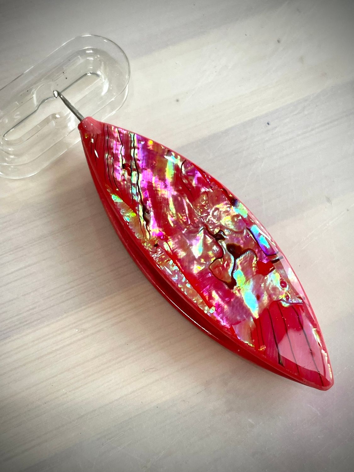 Dreamlit Shuttle decorated on both sides, Natural shell veneer, Coral Gold
