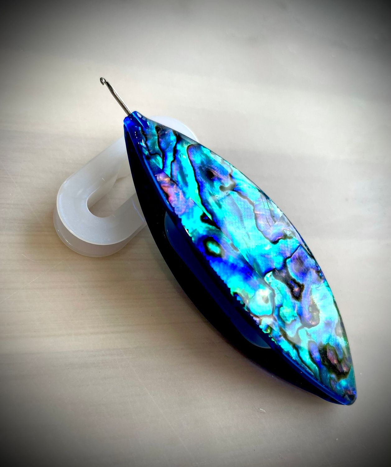 Dreamlit Shuttle decorated on both sides, Natural shell veneer, Abalone Blue