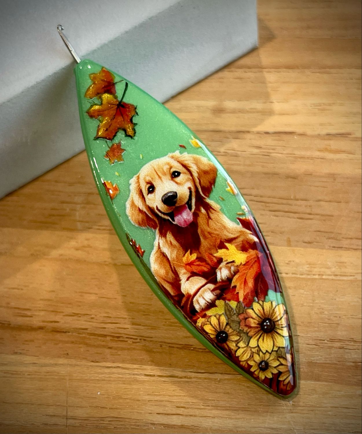 Moonlit shuttle decorated on one side, Golden Lab