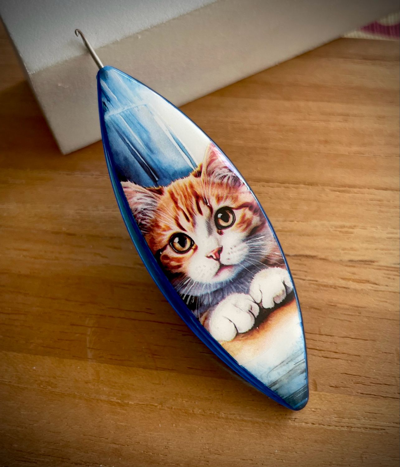 Moonlit shuttle decorated on one side, The Watchful Whisker
