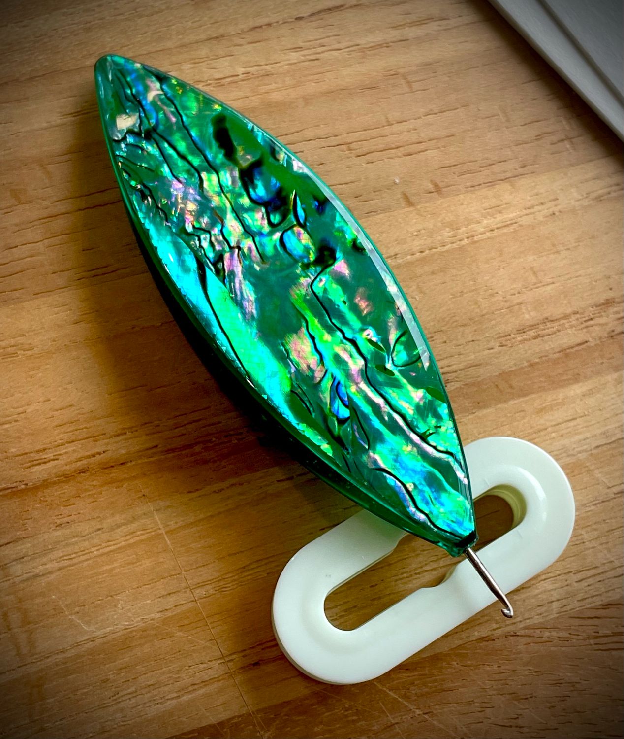 Dreamlit Shuttle decorated on both sides, Natural shell veneer, Abalone Green