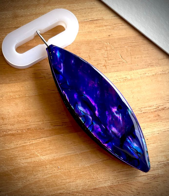 Dreamlit Shuttle decorated on both sides, Natural shell veneer, Abalone Royal Blue