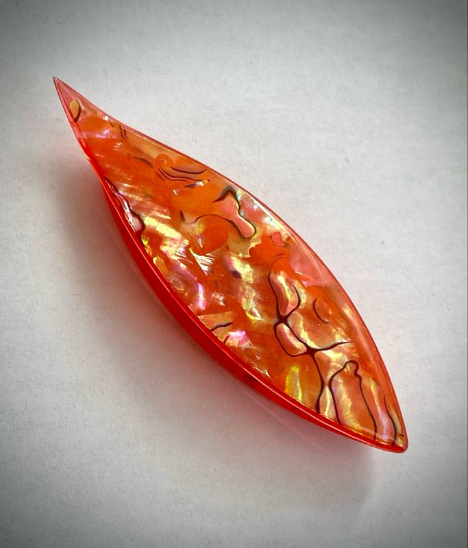 SewMate Shuttle Decorated , Natural Shell veneer on both sides, Orange