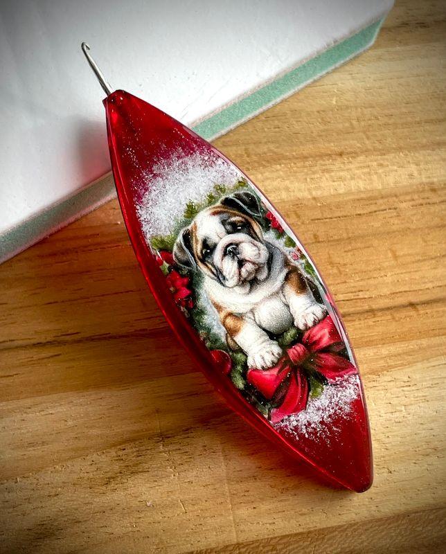 Moonlit shuttle decorated on one side, The Wreath Watcher