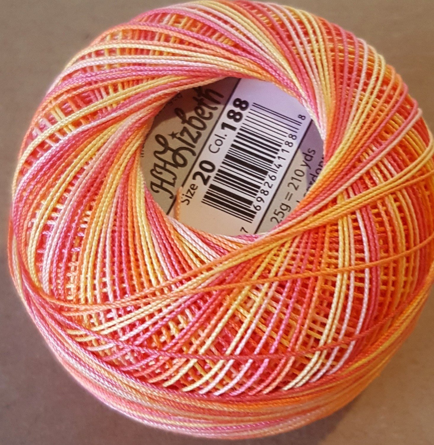 Col.188, Coral Splash, Lizbeth thread