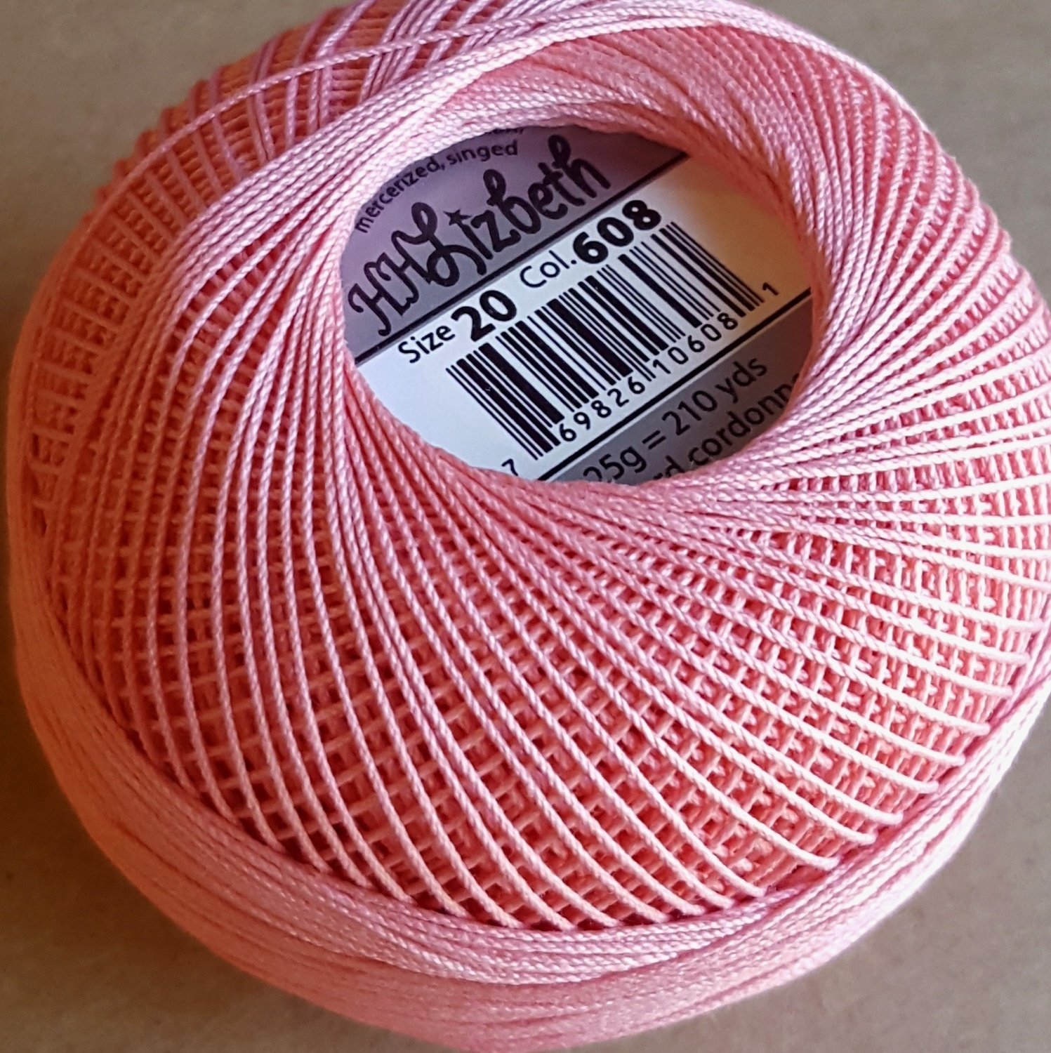 Col.608, Coral Pink Med, Lizbeth thread