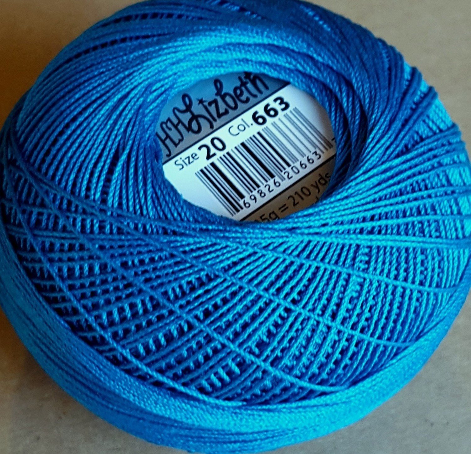 Col.663, Bright Turquoise Dk., Lizbeth thread