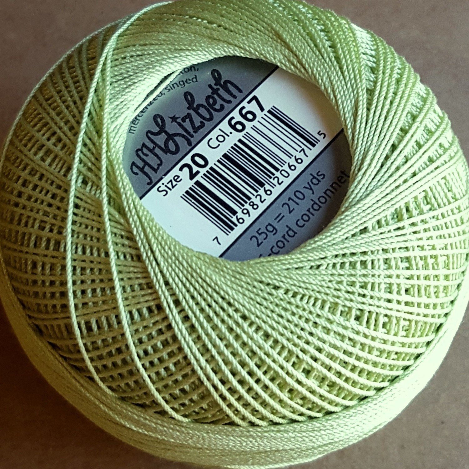 Col.667, Orchid Green Med., Lizbeth thread