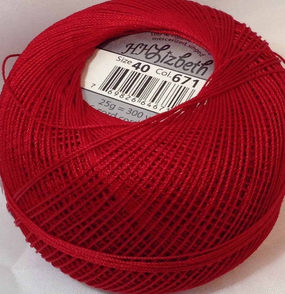 Col.671, Christmas Red, Lizbeth thread