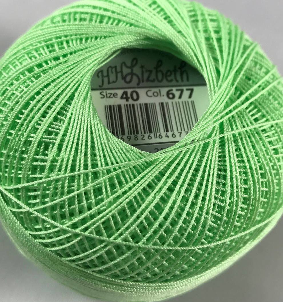 Col.677, Lime Green Med., Lizbeth thread