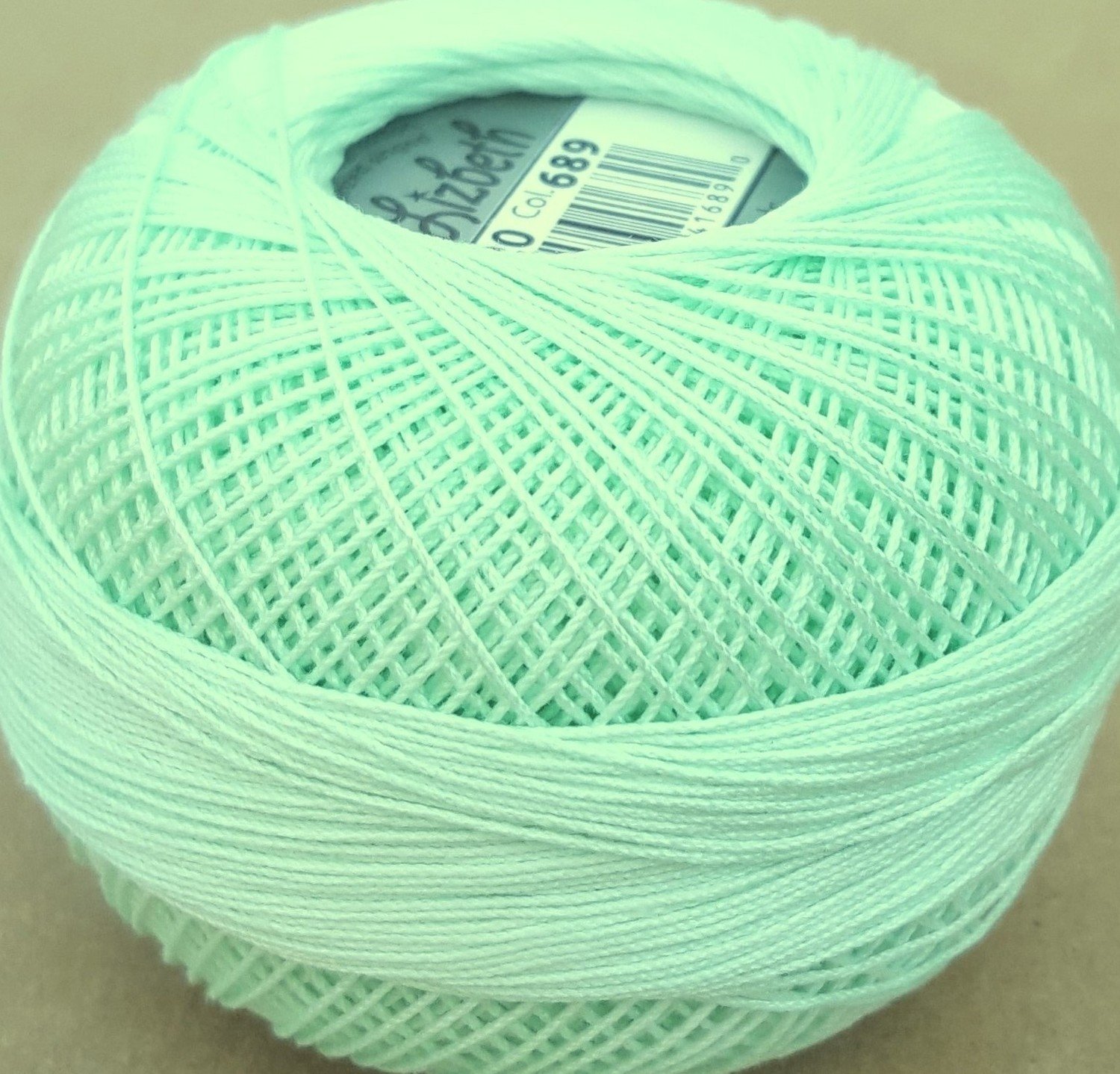 Col.689, Mint Lt., Lizbeth thread