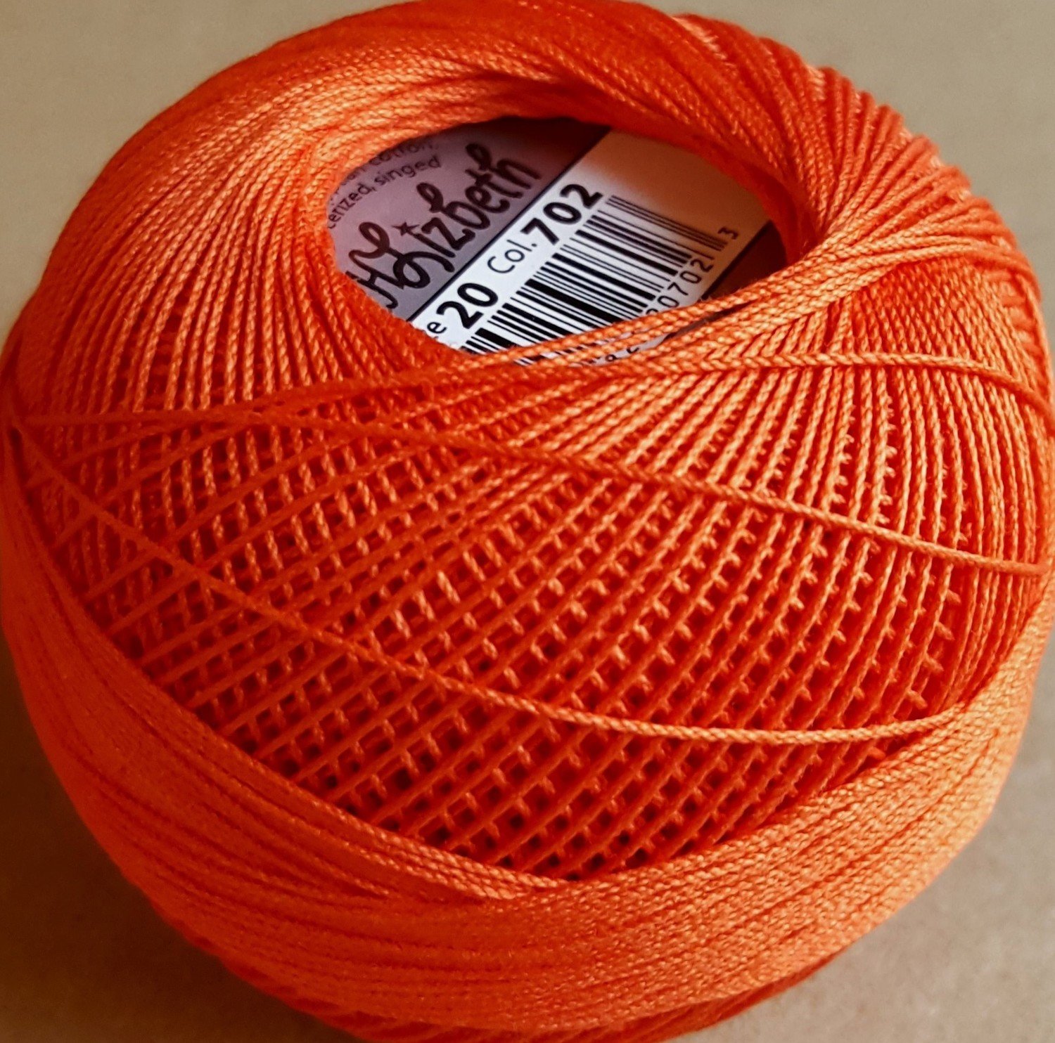 Col.702, Coral Orange Med., Lizbeth thread