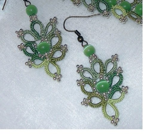 Printed tatting pattern &quot;Earrings Cat eye&quot; by Tatyana Buyvolova