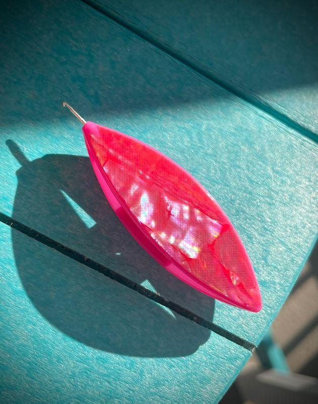 Moonlit Shuttle decorated on both sides, Abalone Coral-Gold, natural shell veneer