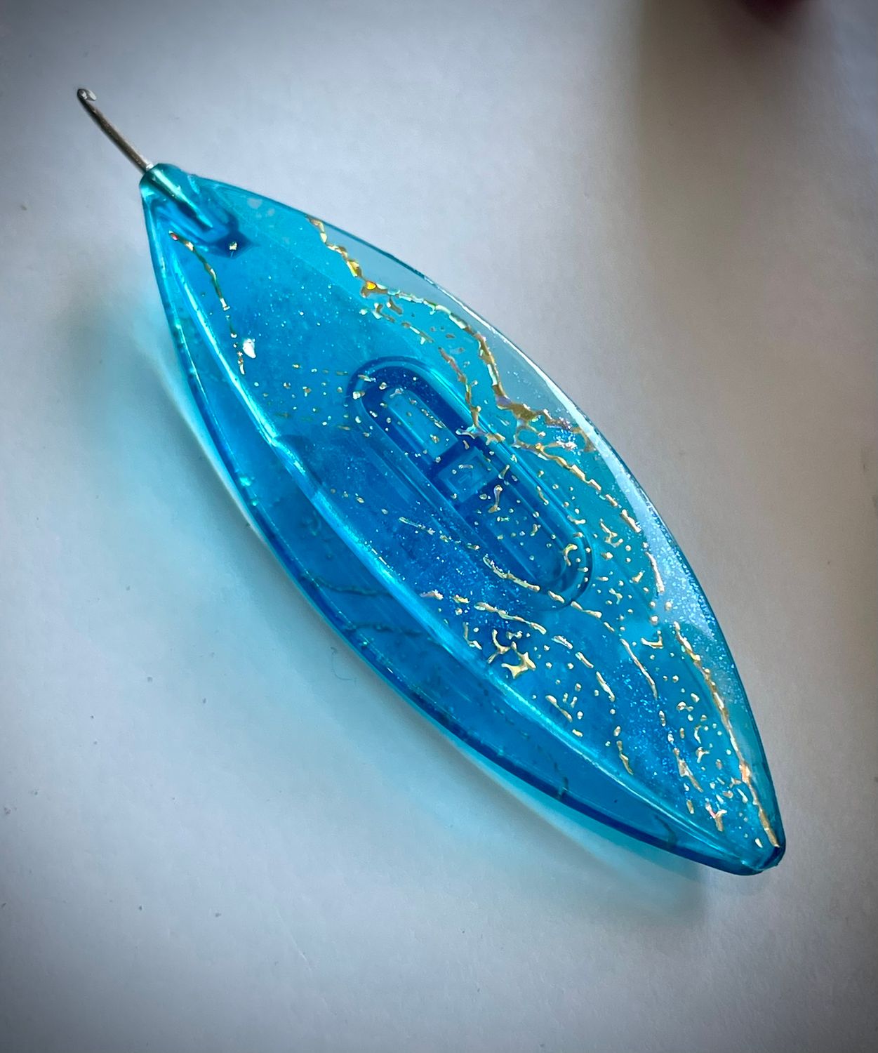 Moonlit shuttle decorated on both sides, Gilded Galaxy,   Sky Blue