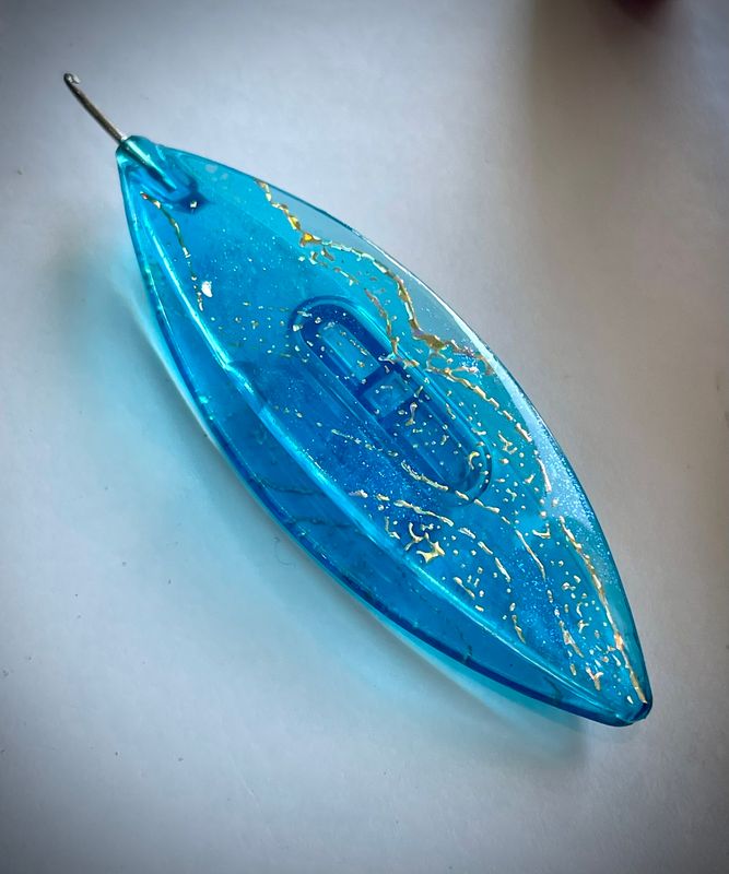 Moonlit shuttle decorated on both sides, Gilded Galaxy,   Sky Blue