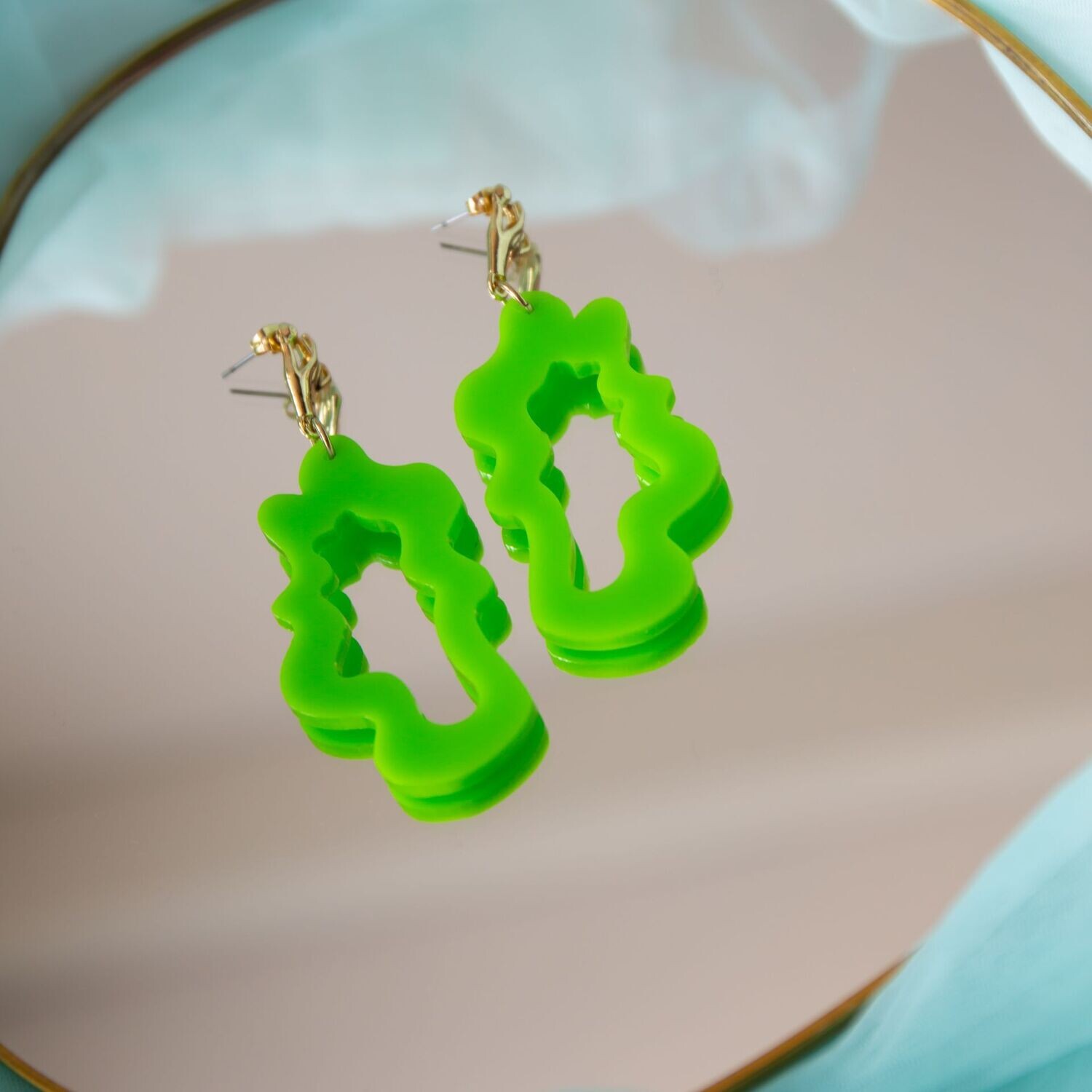 Lime Green Splash Earrings