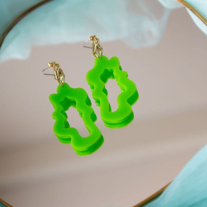 Lime Green Splash Earrings