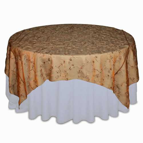 Copper Flower Organza Swirl Table Overlay Copper Flower Organza Swirl Table Overlay