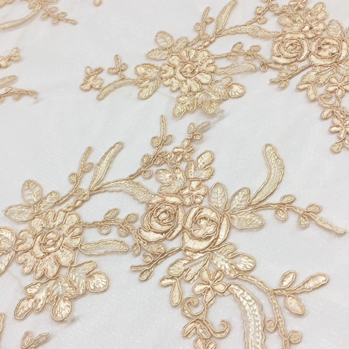 Champagne Floral Lace Overlay Rentals