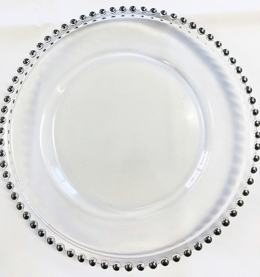 Silver Beaded Glass Charger Plate Rentals