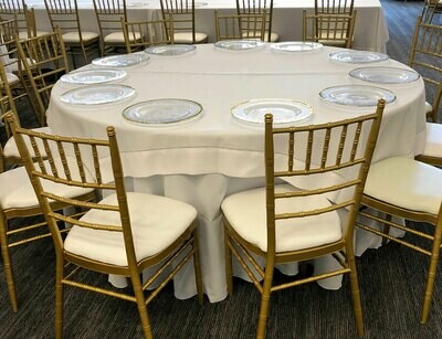 White Hemmed Stitched Tablecloth Rentals