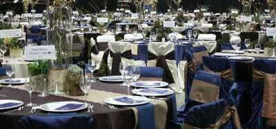 Navy Universal Satin Chair Cover Rentals - Shipped Nationwide