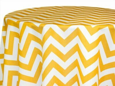Gold and White Chevron Tablecloth Rentals