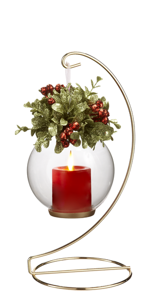 Gold Ornament Stand w/Glass Globe