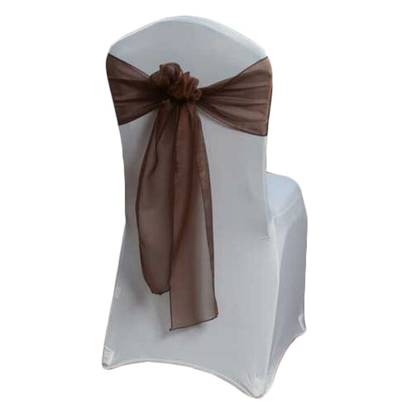 Chocolate Organza Sheer Chair Sash Rentals Chocolate Organza Sheer Chair Sash Rentals