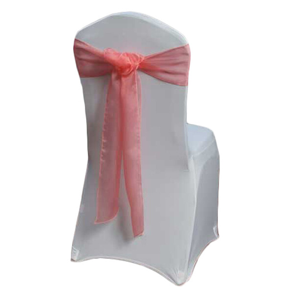 Coral Organza Sheer Chair Sash Rentals Coral Organza Sheer Chair Sash Rentals