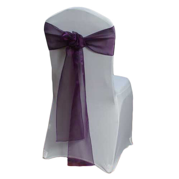 Eggplant Organza Sheer Chair Sash Rentals Eggplant Organza Sheer Chair Sash Rentals