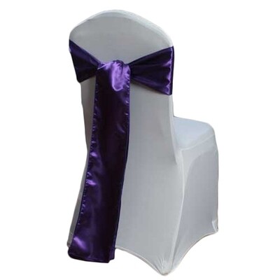 Purple Polyester Satin Chair Sash Rentals Purple Polyester Satin Chair Sash Rentals