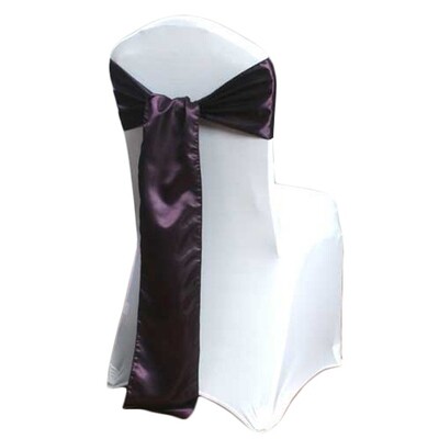 Plum Polyester Satin Chair Sash Rentals