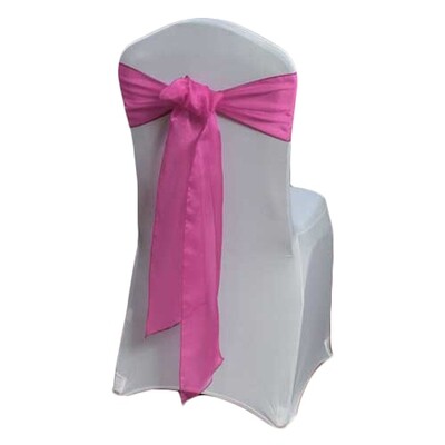 Pink Raspberry Organza Sheer Chair Sash Rentals Pink Raspberry Organza Sheer Chair Sash Rentals