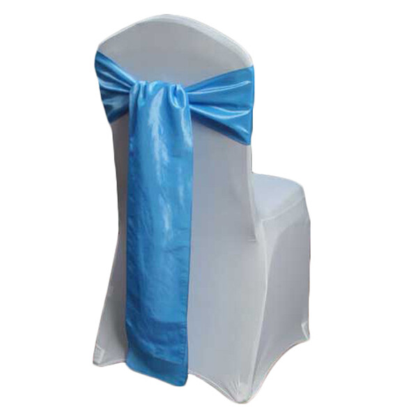Medium Blue Taffeta Chair Sash Rentals