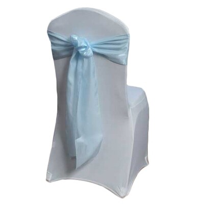 Light Blue Organza Satin Chair Sash Rentals