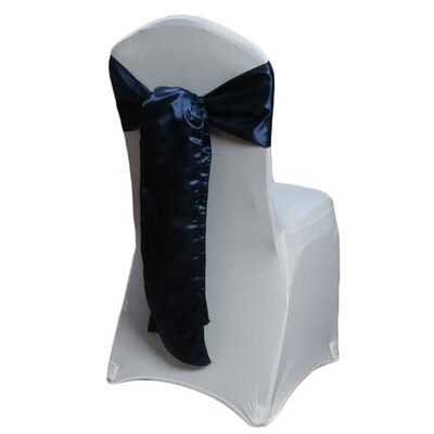 Navy Polyester Satin Chair Sash Rentals Navy Polyester Satin Chair Sash Rentals
