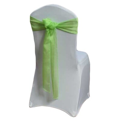 Lime Green Organza Sheer Chair Sash Rentals for weddings and events, Iowa-based supplier shipping n…