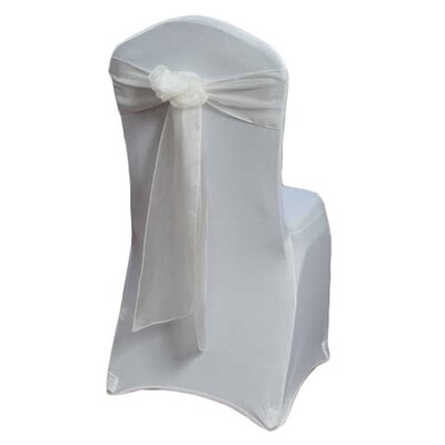 Ivory Organza Sheer Chair Sash Rentals for weddings and events, Iowa-based supplier shipping nation…