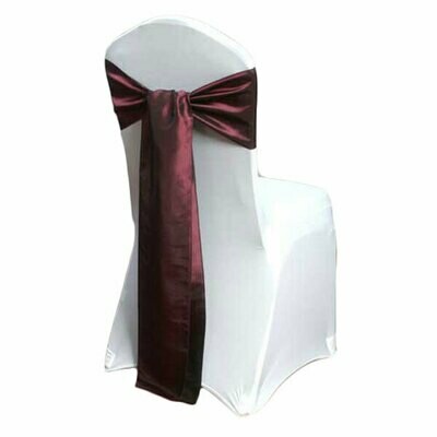 Wine Taffeta Chair Sash Rentals for weddings and events, Iowa-based supplier shipping nationwide