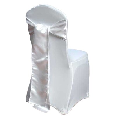 White Polyester Satin Chair Sash Rentals