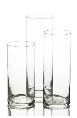 Cylinder Clear Glass Vases - Set of 3